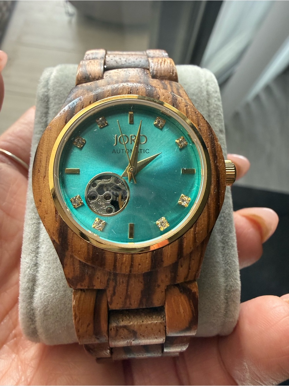 Jord Women’s Teal Dial Wooden Automatic Watch